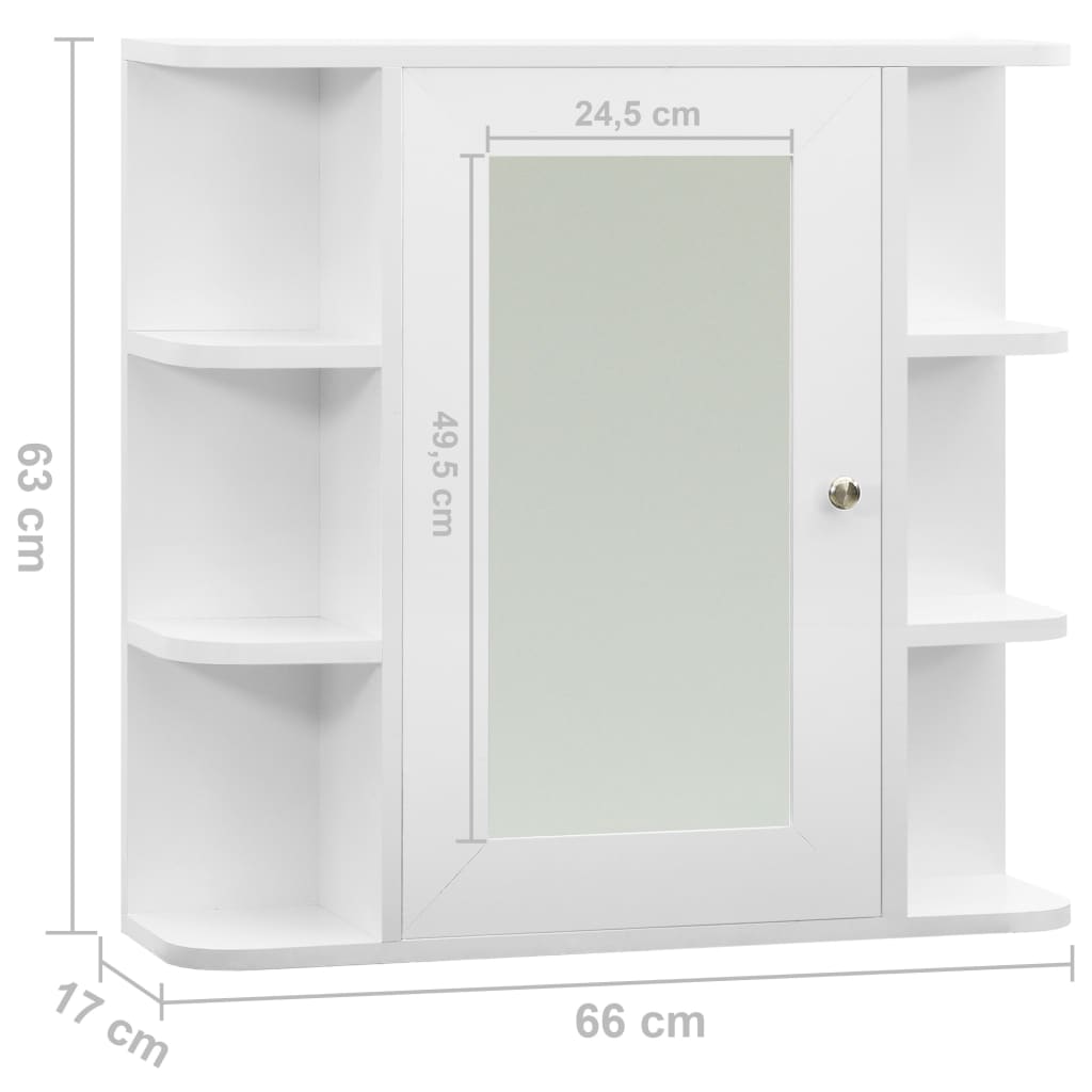 vidaXL Spegelskåp för badrum vit 66x17x63 cm MDF