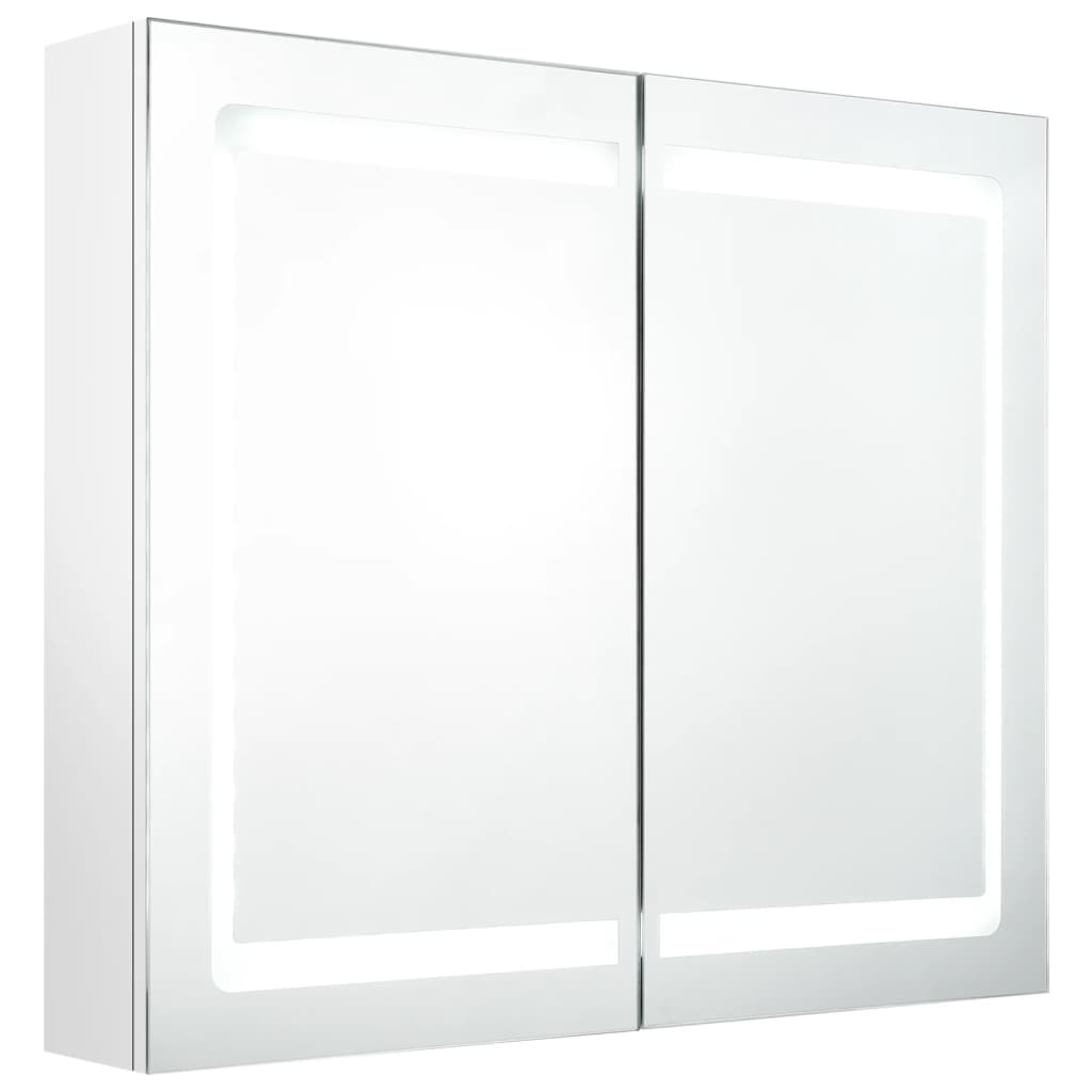 vidaXL Spegelskåp med LED blank vit 80x12x68 cm