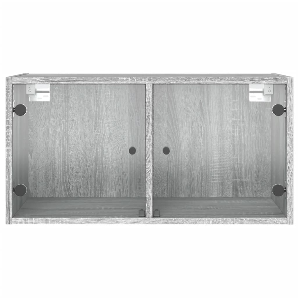 vidaXL Sidoskåp med glasdörrar grå sonoma 68,5x37x35 cm