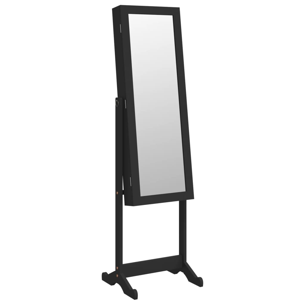 vidaXL Spegelsmyckesskåp med LED-lampor fristående svart