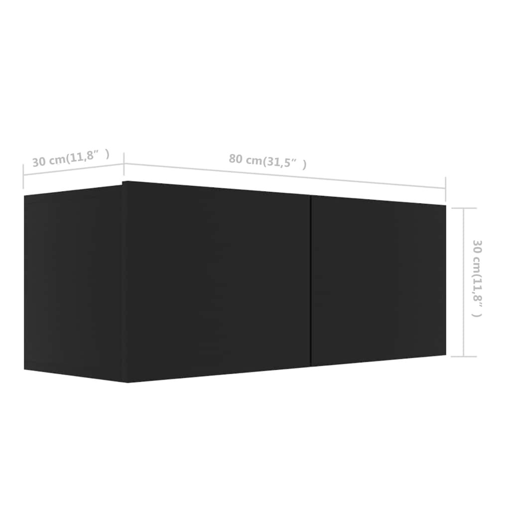vidaXL TV-skåp 4 delar svart 80x30x30 cm konstruerat trä