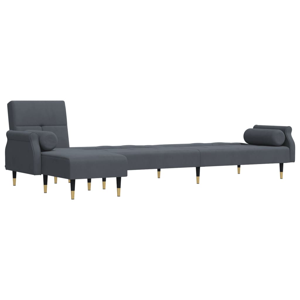 vidaXL L-formad soffa mörkgrå 271x140x70 cm sammet