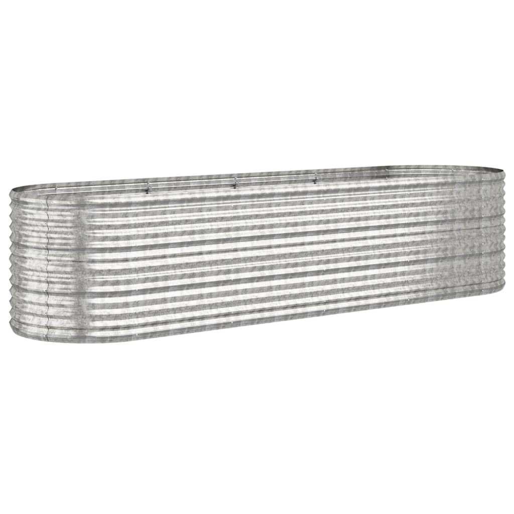vidaXL Odlingslåda pulverlackerat stål 296x80x68 cm silver