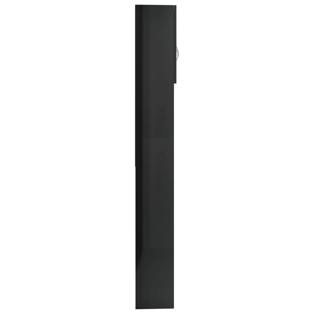 vidaXL Tvättmaskinsskåp svart högglans 64x25,5x190 cm