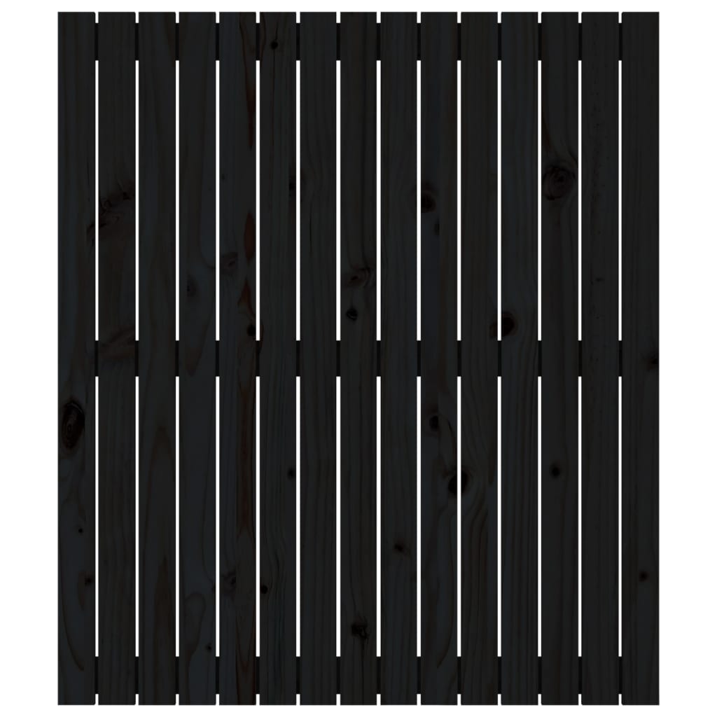 vidaXL Väggmonterad huvudgavel svart 95,5x3x110 cm massiv furu