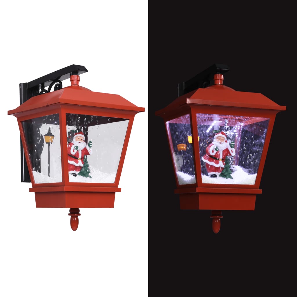 vidaXL Vägglykta med lampa och jultomte röd 40x27x45 cm