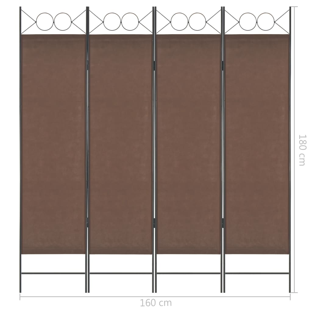 vidaXL Rumsavdelare 4 paneler brun 160x180 cm