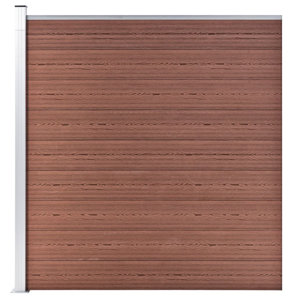 vidaXL WPC-staketpanel 2 fyrkantig + 1 vinklad 446x186 cm brun
