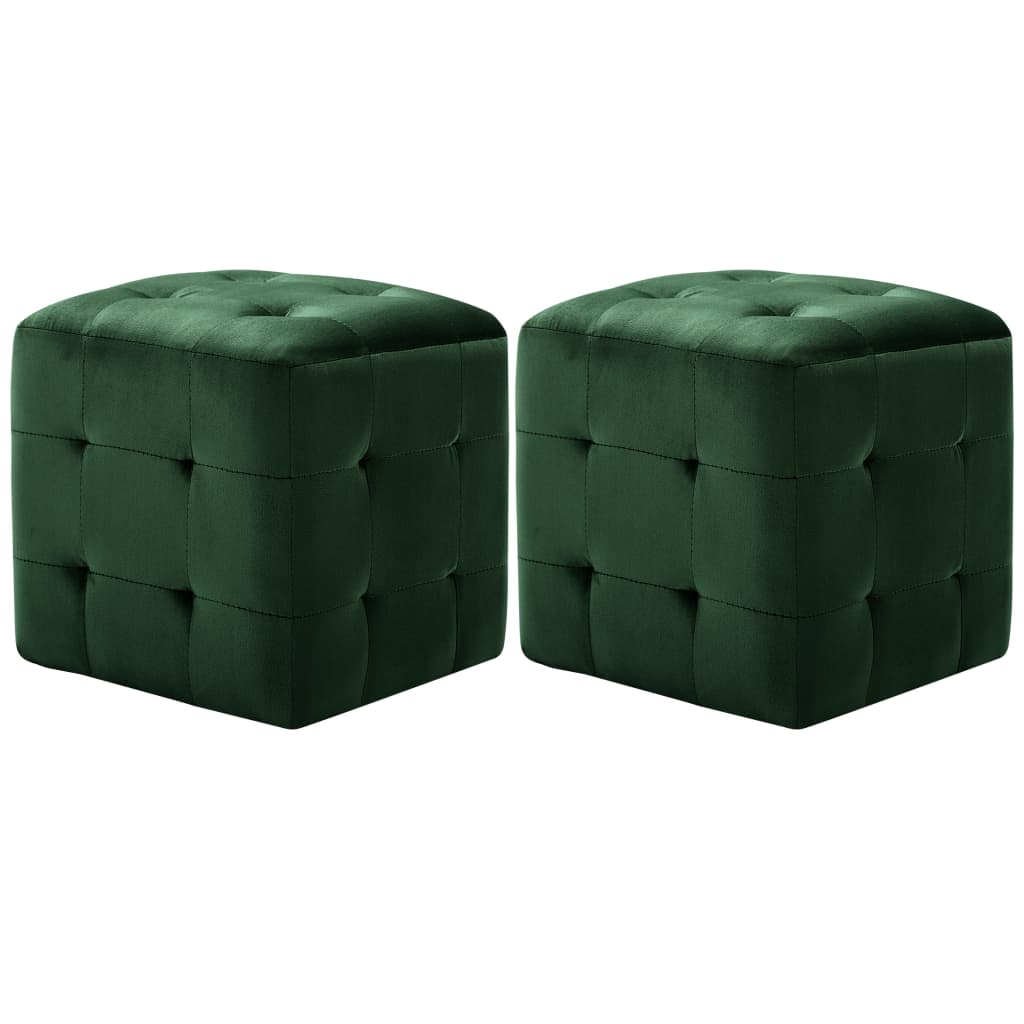 vidaXL Sängbord 2 st grön 30x30x30 cm sammetstyg