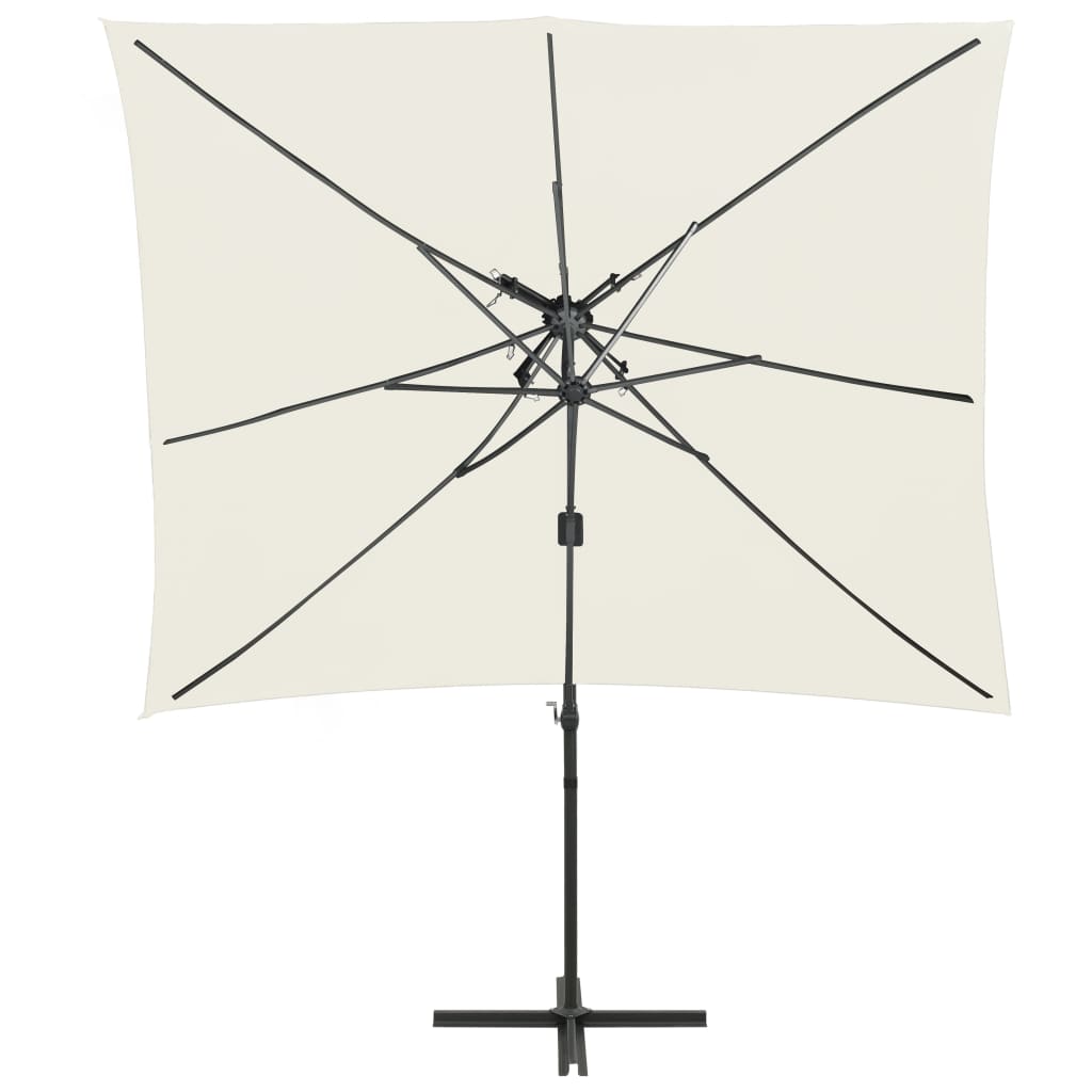 vidaXL Frihängande parasoll med ventilation sand 250x250 cm
