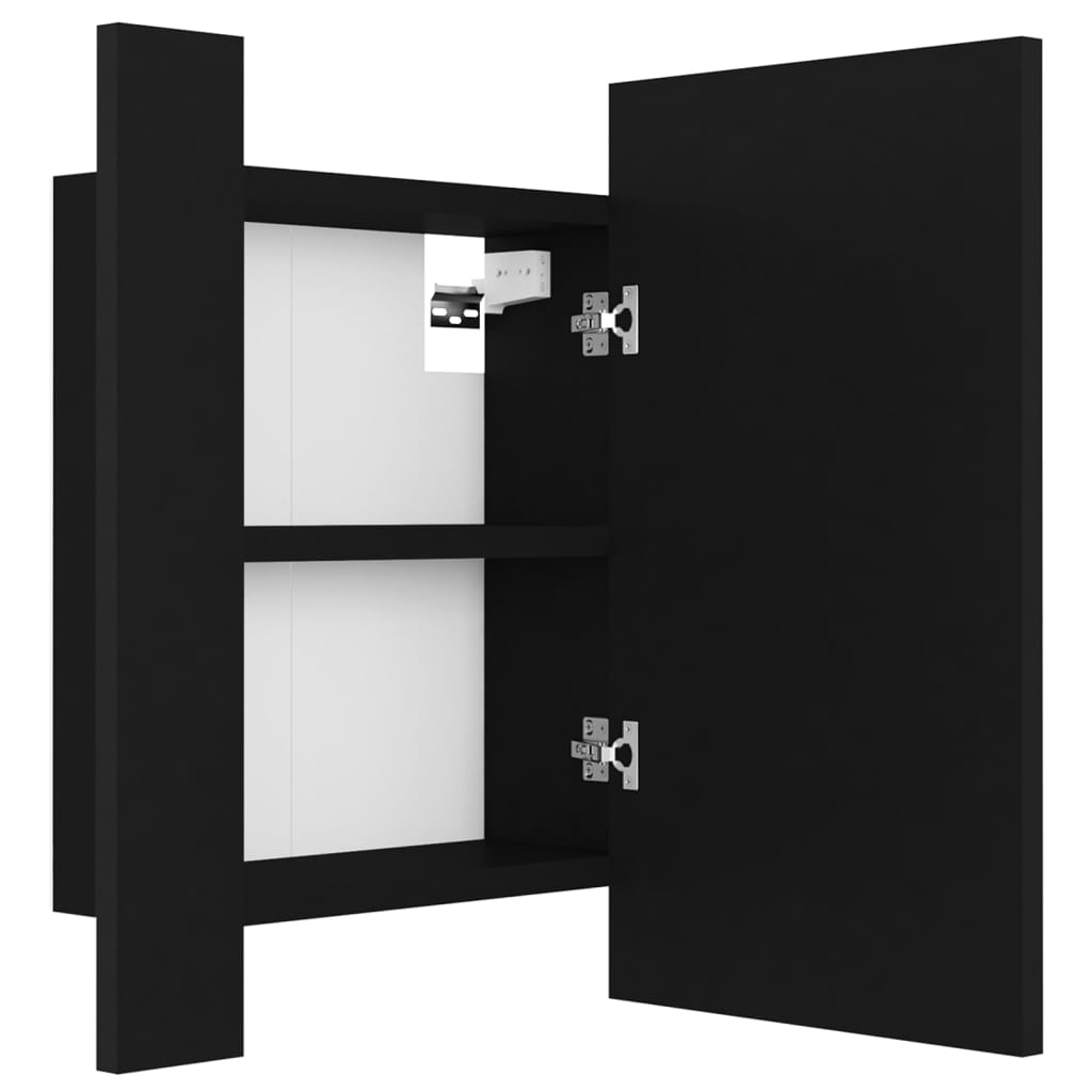vidaXL Spegelskåp med LED svart 40x12x45 cm akryl