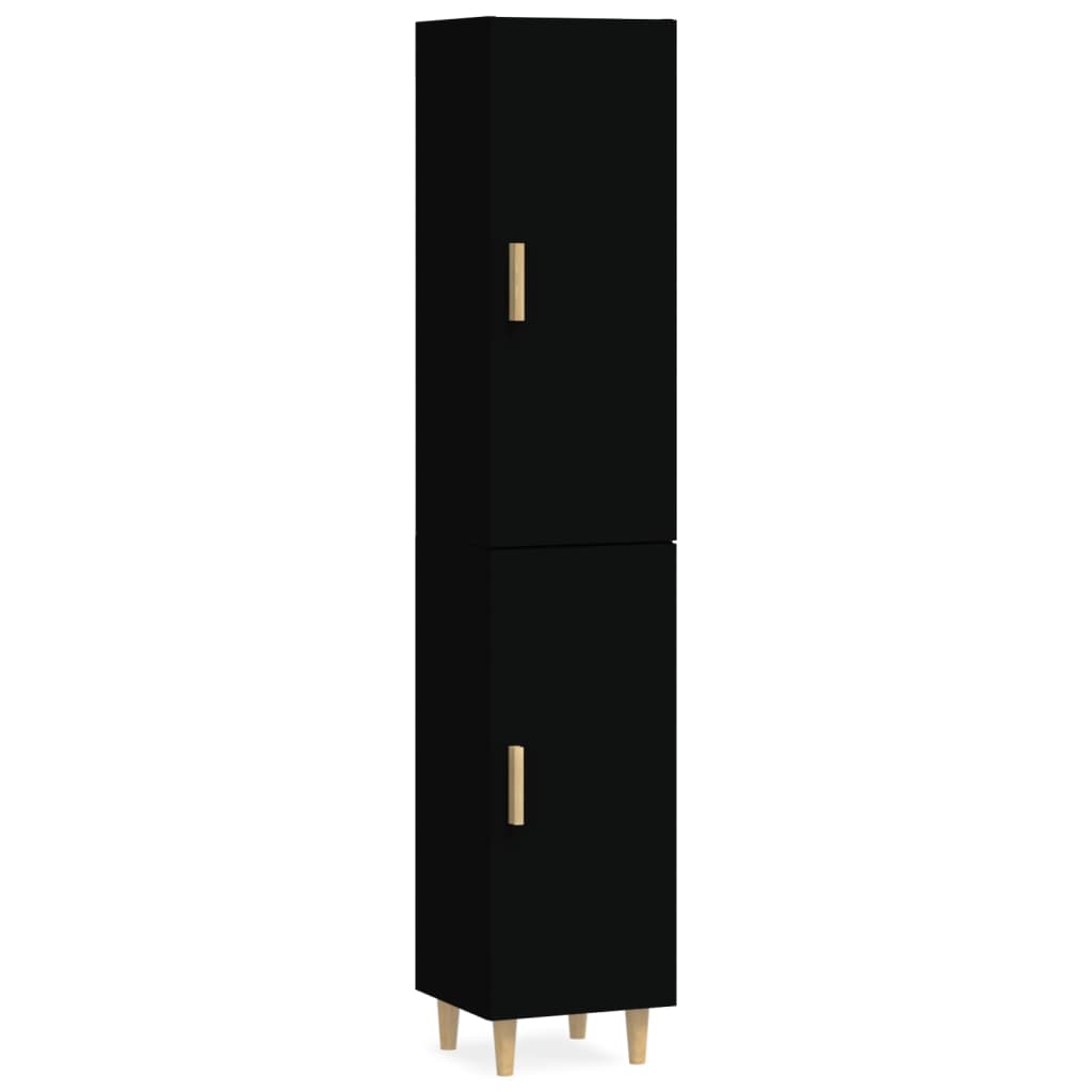 vidaXL Högskåp svart 34,5x34x180 cm konstruerat trä