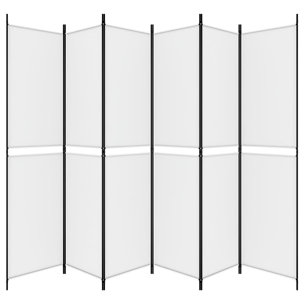 vidaXL Rumsavdelare 6 paneler vit 300x220 cm tyg