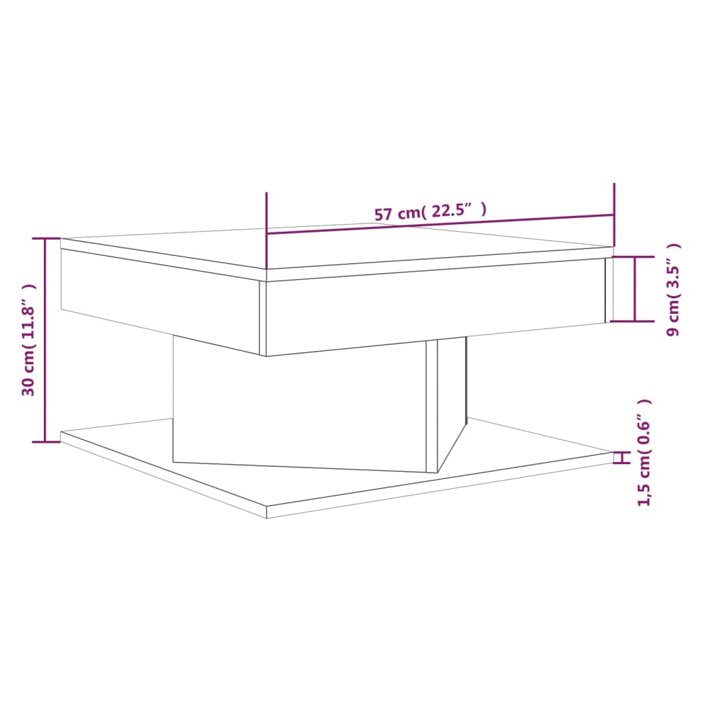 vidaXL Soffbord rökfärgad ek 57x57x30 cm konstruerat trä