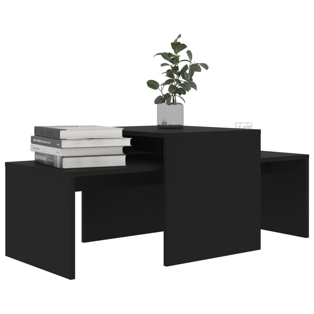 vidaXL Soffbord set svart 100x48x40 cm konstruerat trä