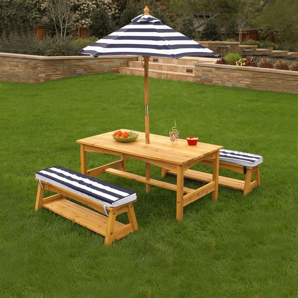 KidKraft Picknickbord och bänkar för barn trä marinblå 00106