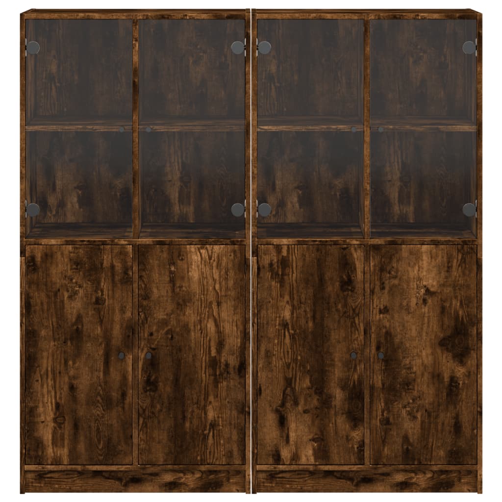 vidaXL Bokhylla med dörrar rökfärgad ek 136x37x142 cm konstruerat trä