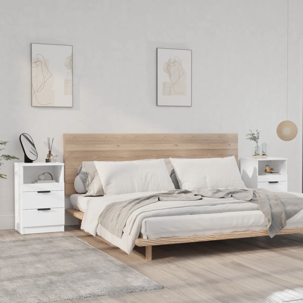 vidaXL Sängbord 2 st vit konstruerat trä