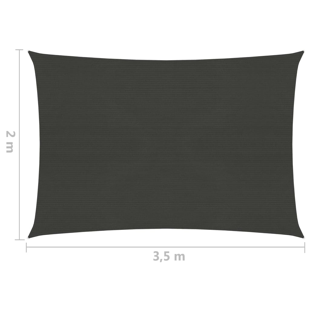 vidaXL Solsegel HDPE fyrkantigt 2x3,5 m antracit