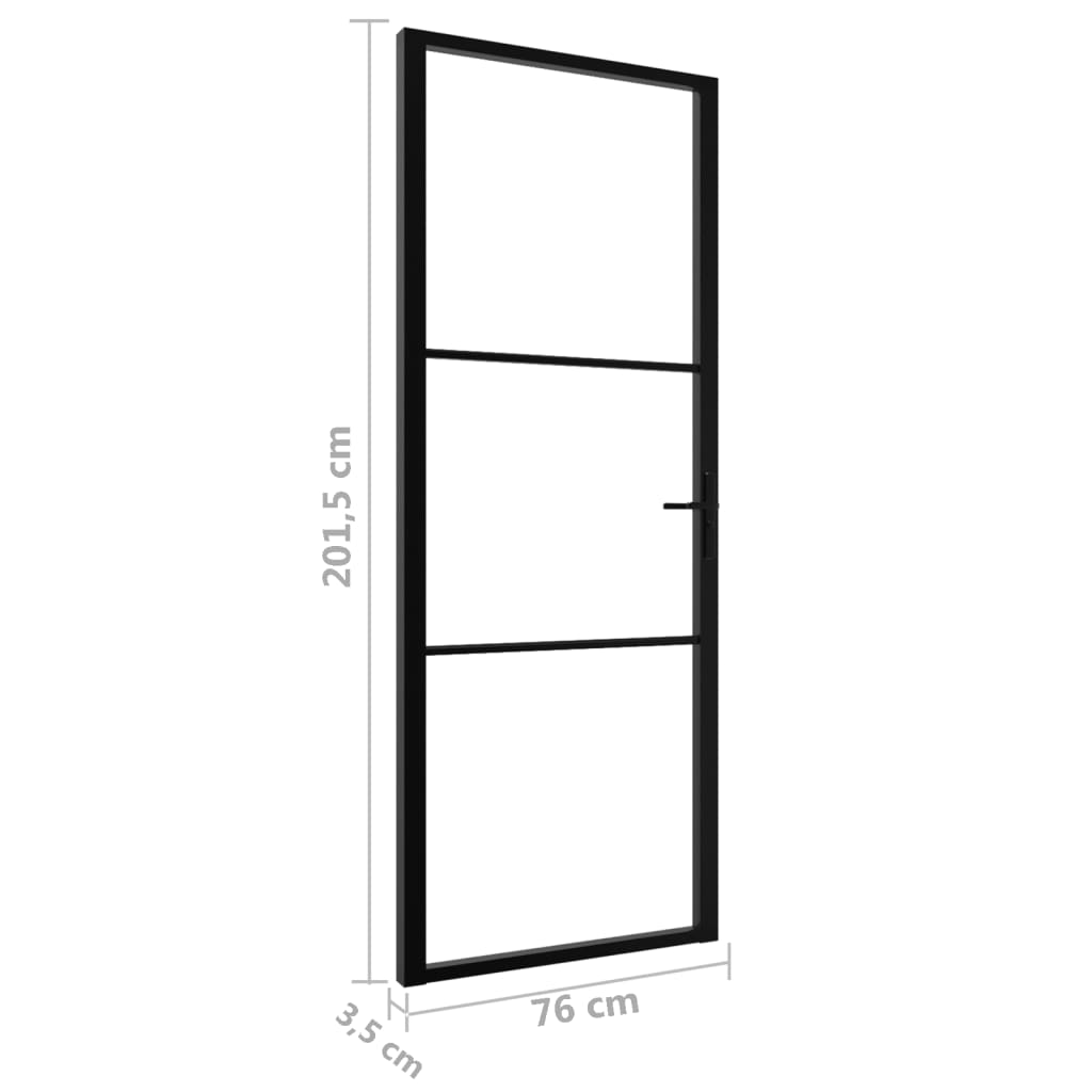 vidaXL Innerdörr ESG-glas och aluminium 76x201,5 cm svart