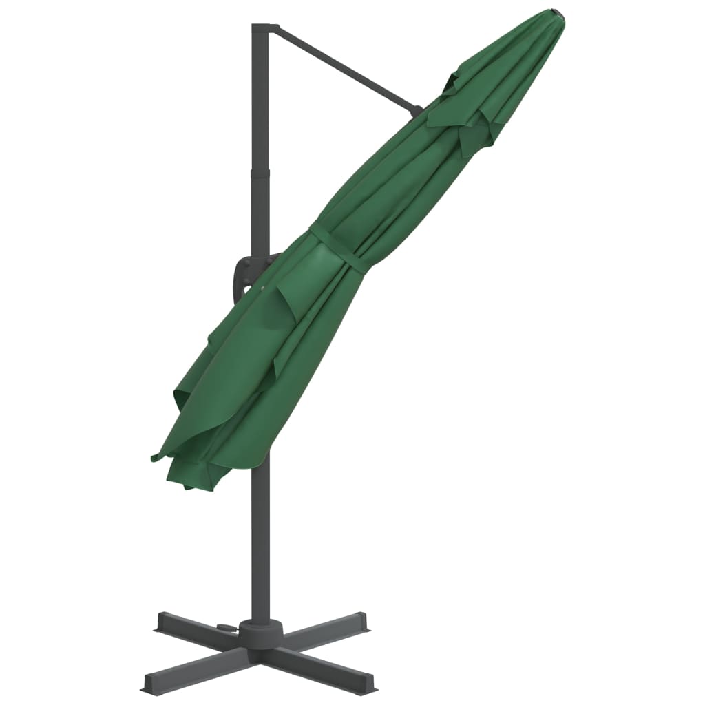vidaXL Frihängande parasoll LED grön 400x300 cm