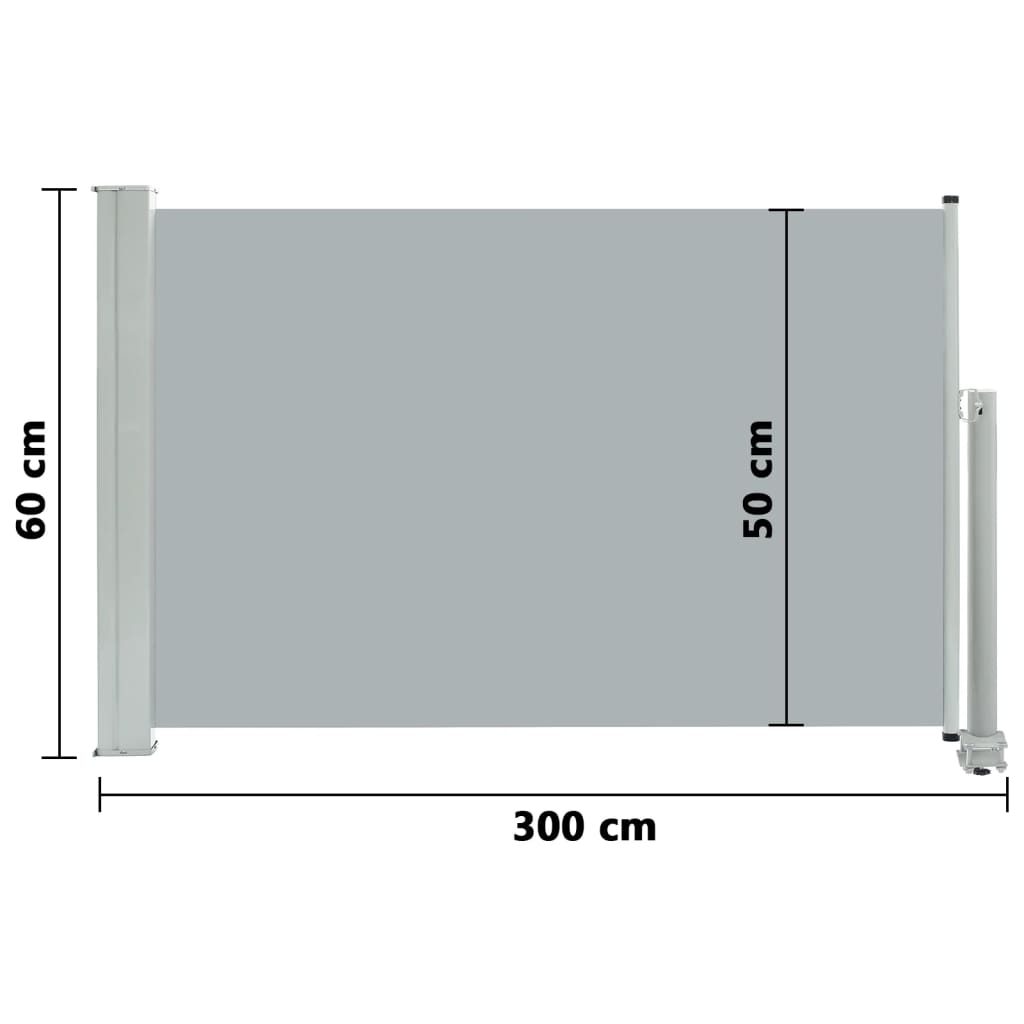 vidaXL Infällbar sidomarkis 60x300 cm grå