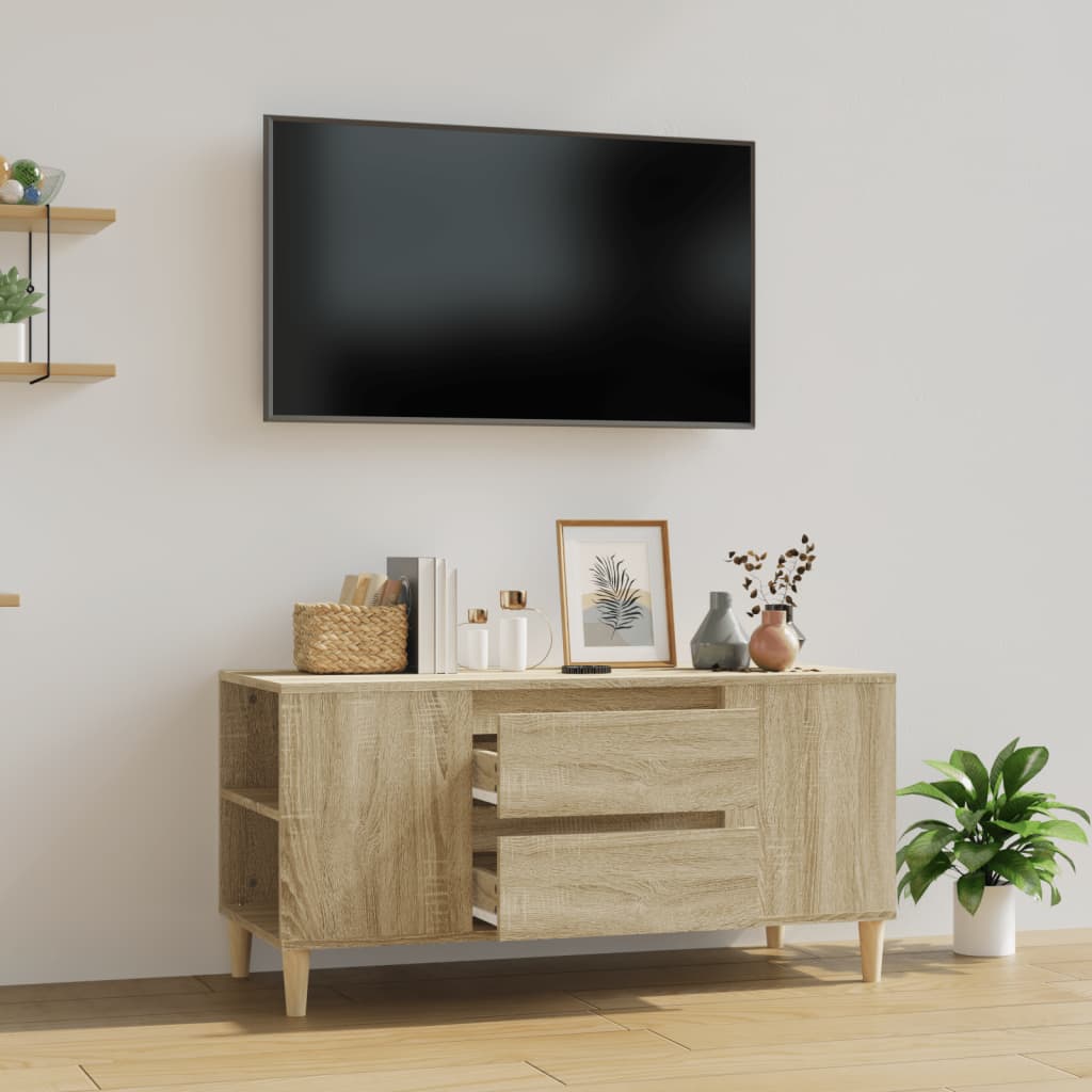 vidaXL Tv-bänk sonoma-ek 102x44,5x50 cm konstruerat trä