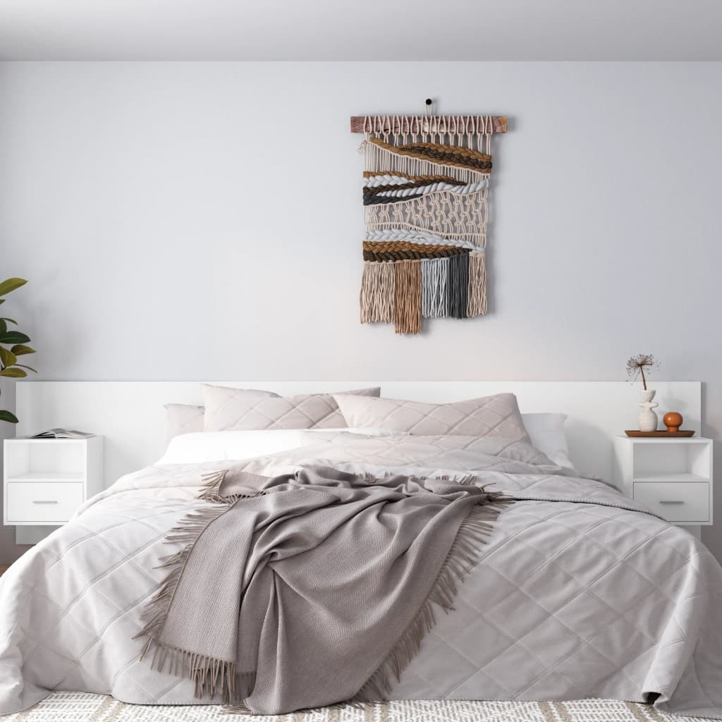 vidaXL Sänggavel med lådor vit konstruerat trä