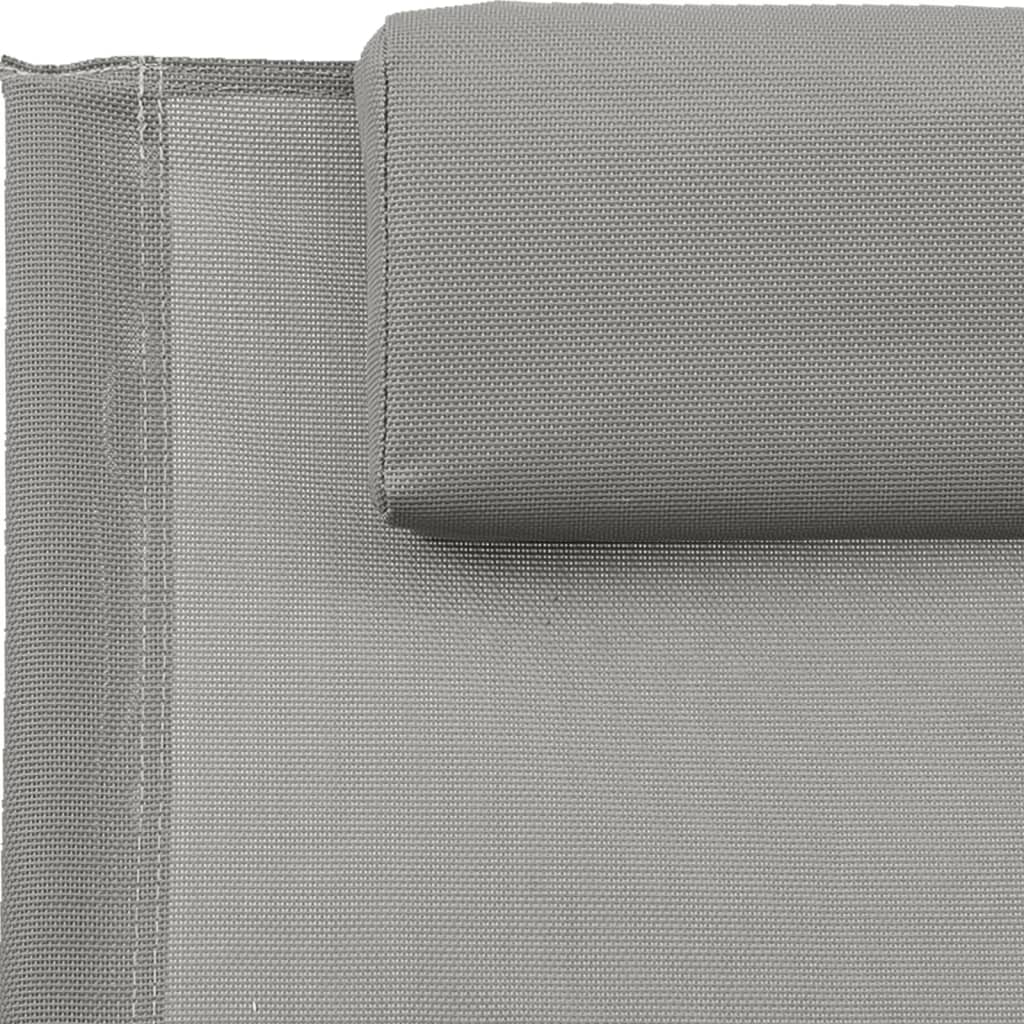 vidaXL Solsäng med kudde svart stål och textilene grå