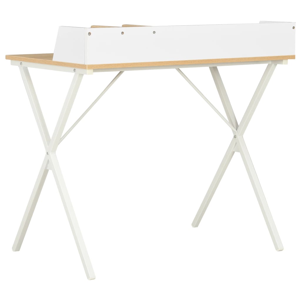 vidaXL Skrivbord vit och naturlig 80x50x84 cm