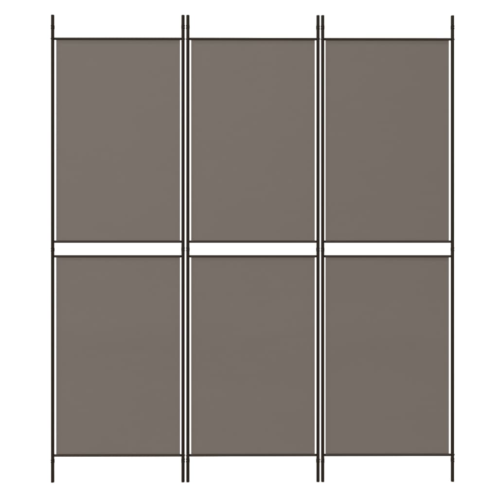 vidaXL Rumsavdelare 3 paneler antracit 150x180 cm tyg
