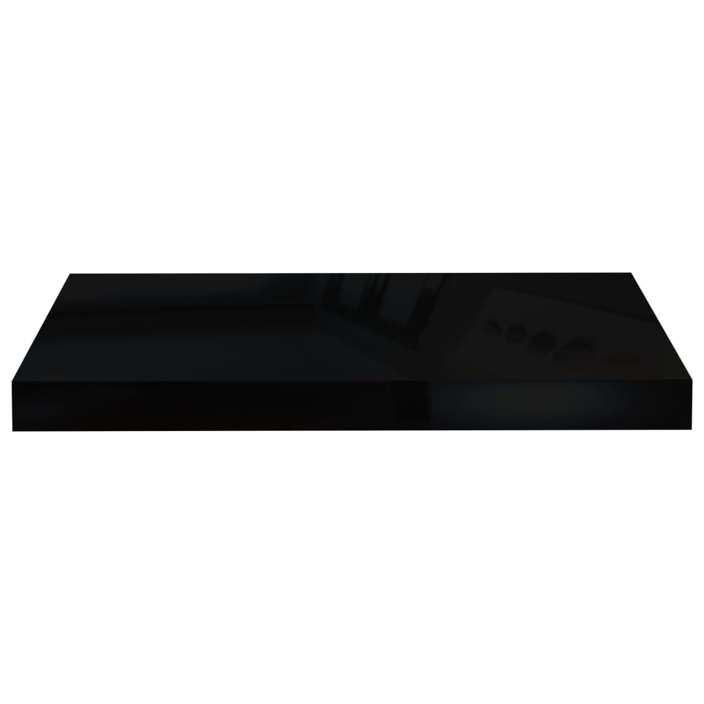 vidaXL Svävande vägghyllor 2 st svart högglans 50x23x3,8 cm MDF