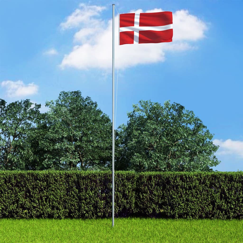 vidaXL Danmarks flagga och flaggstång i aluminium 4 m