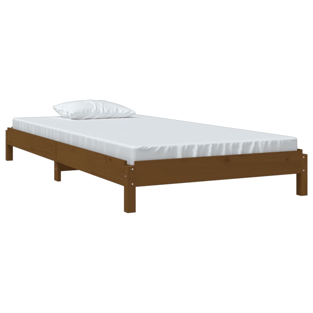 vidaXL Stapelbar säng honungsbrun 75x190 cm massivt furuträ