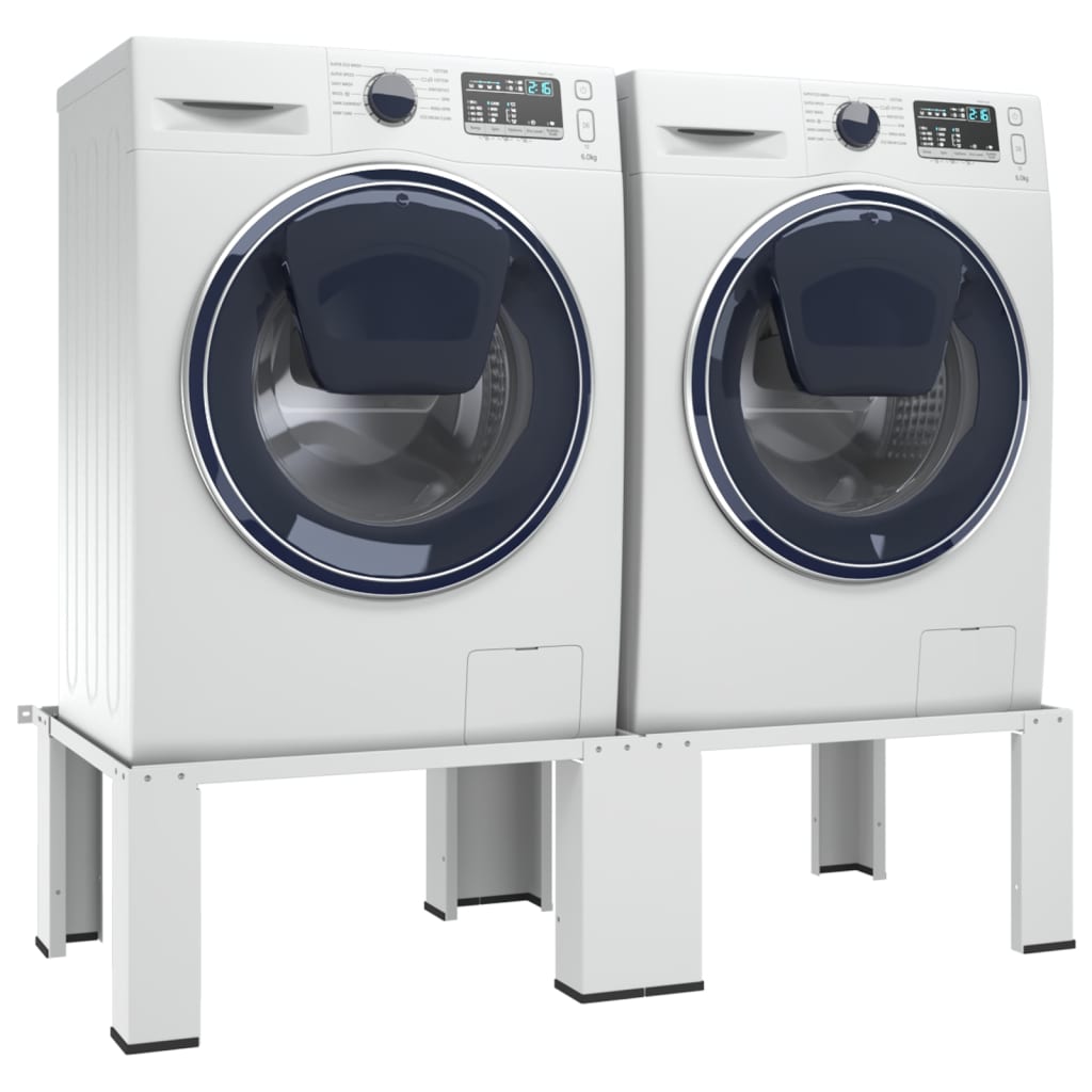 vidaXL Dubbel förhöjningssockel för tvättmaskin och torktumlare vit