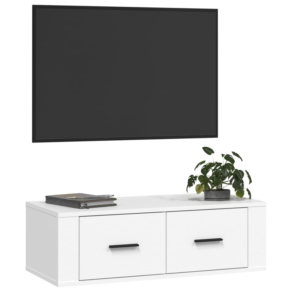 vidaXL Väggmonterad tv-bänk vit 80x36x25 cm konstruerat trä