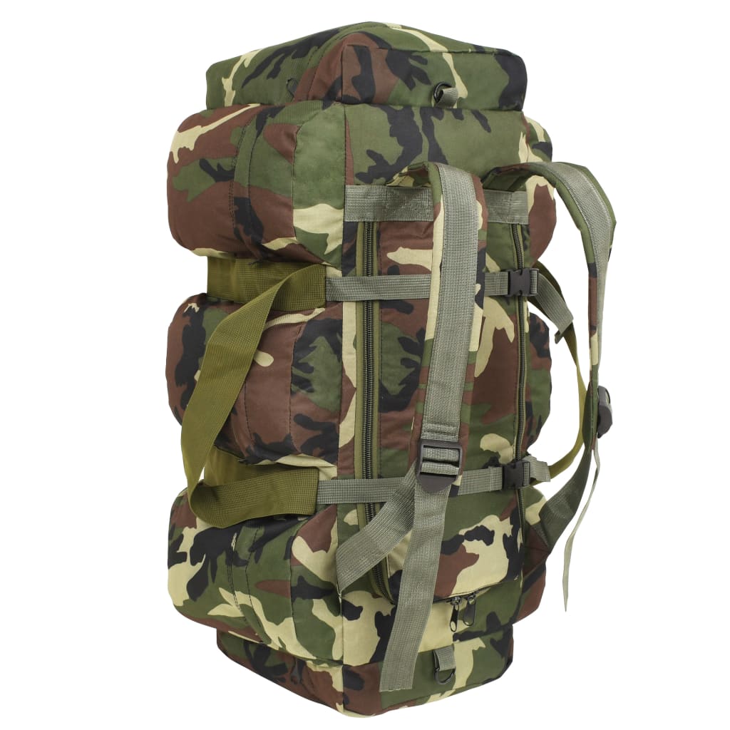 vidaXL 3-i-1 Militärinspirerad duffelväska 90 L kamouflage