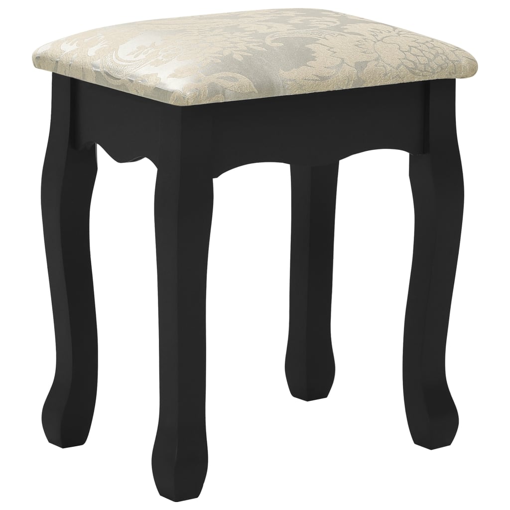 vidaXL Sminkbord med pall svart 75x69x140 cm paulowniaträ