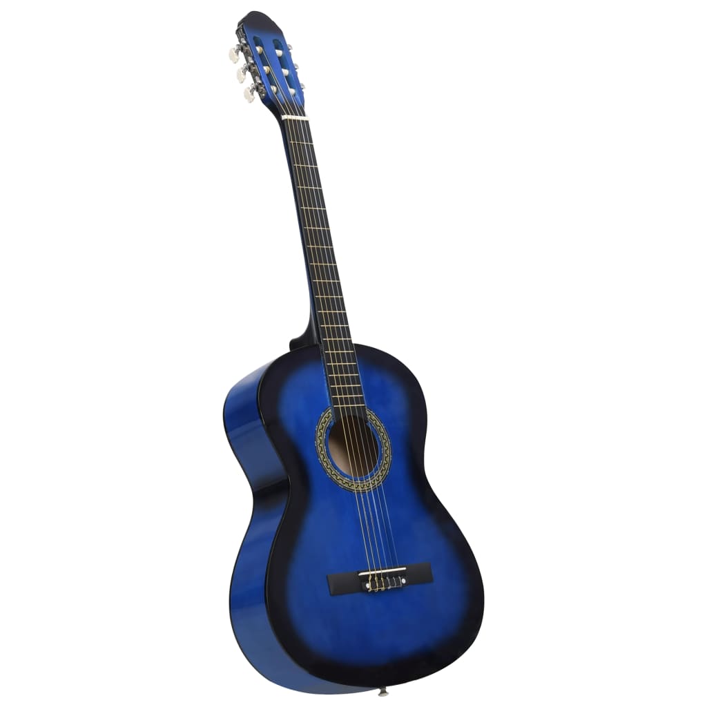vidaXL Klassisk gitarr för nybörjare blå 4/4 39" amerikansk lind