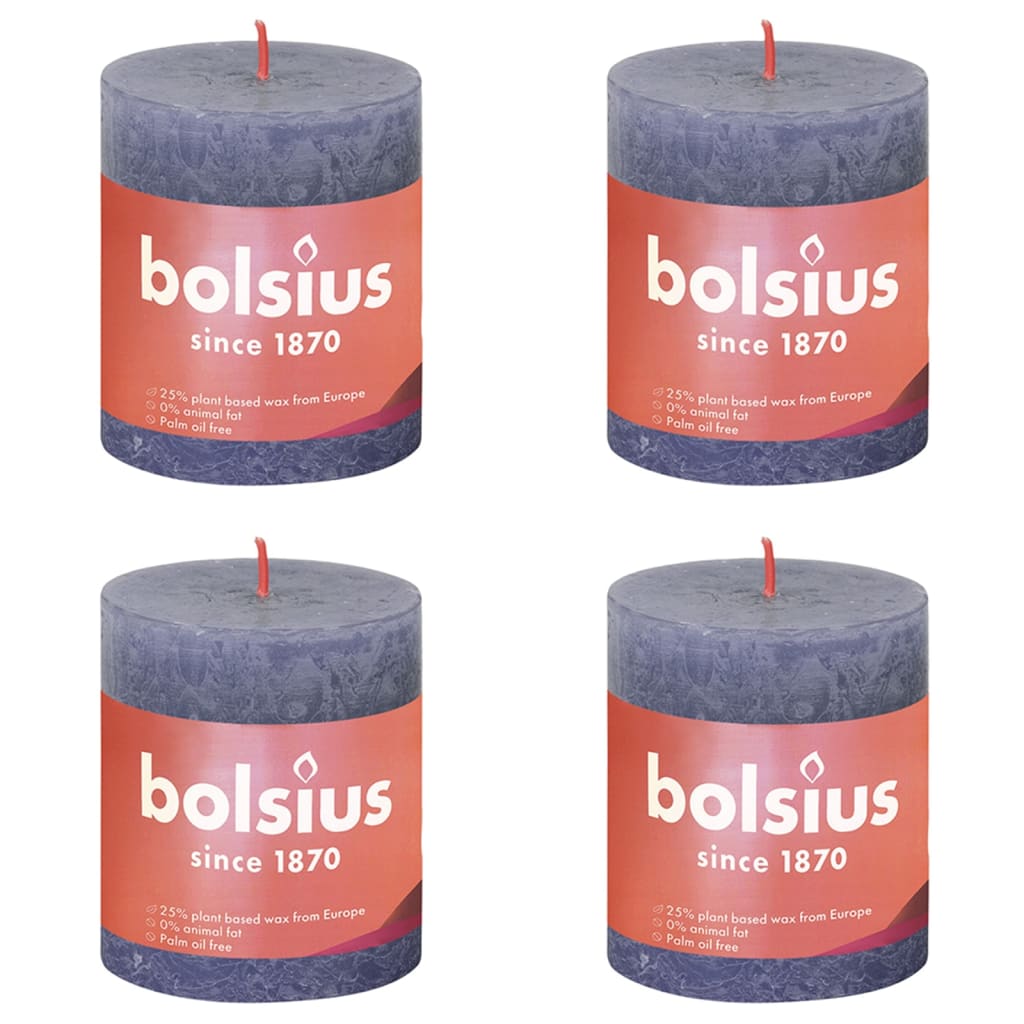 Bolsius Rustika blockljus 4-pack 80x68 mm skymningsblå