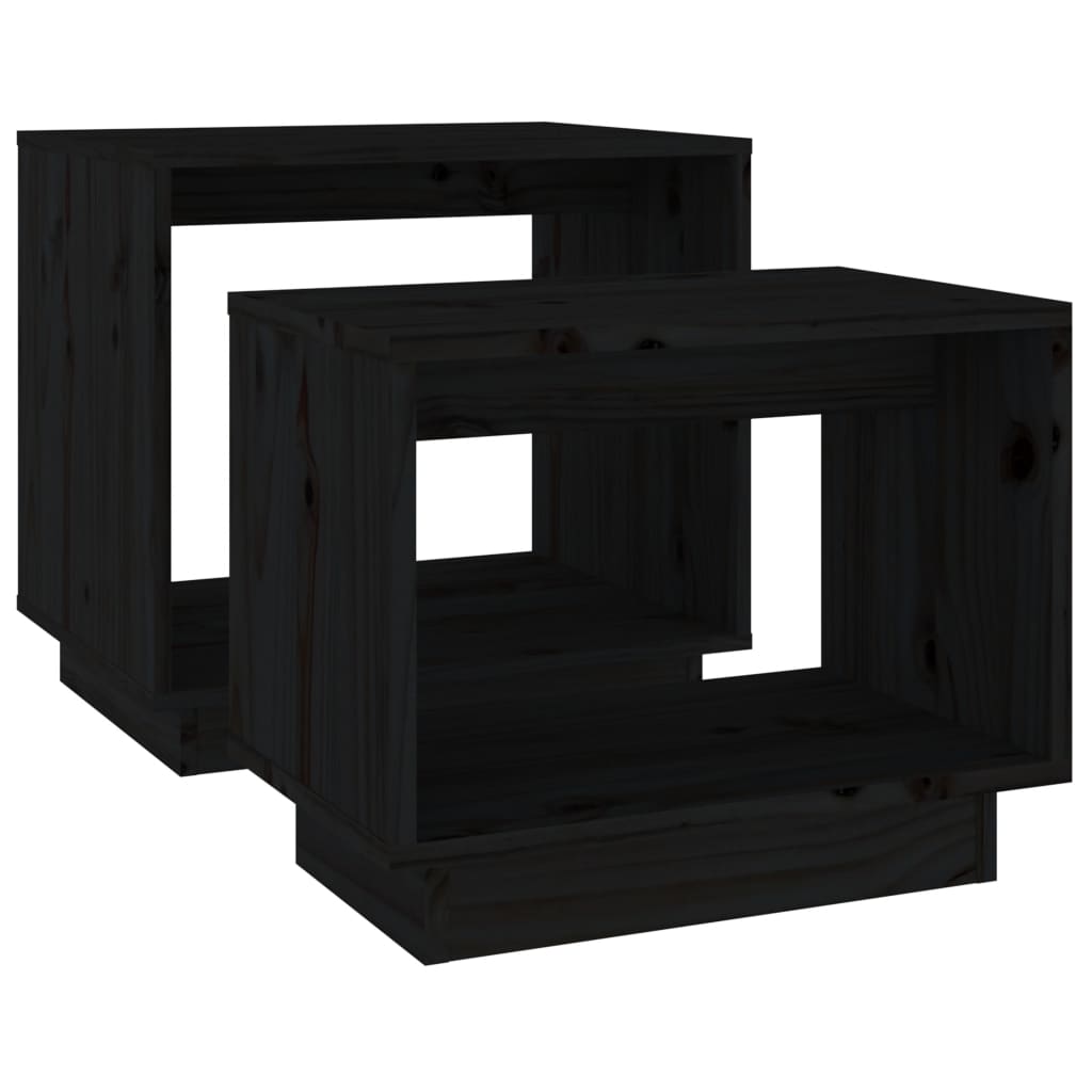 vidaXL Satsbord 2 st svart massiv furu