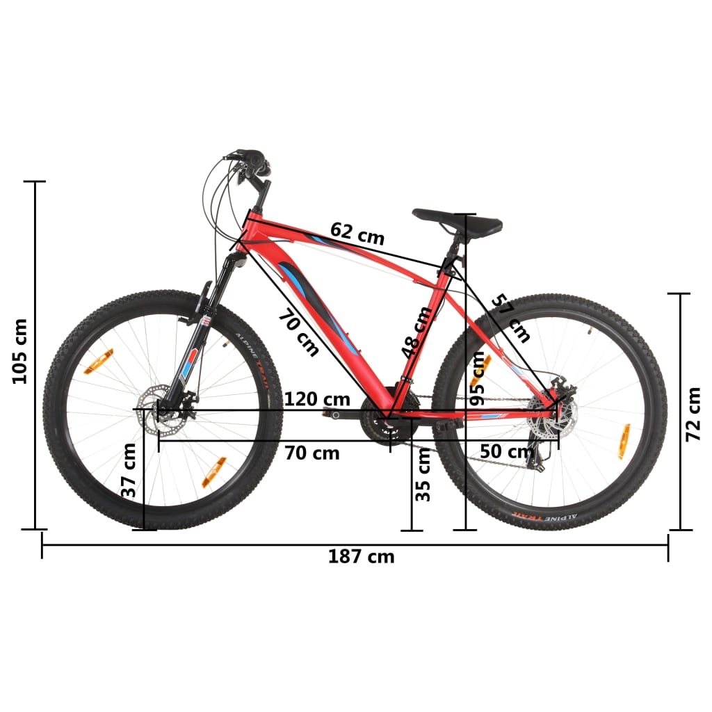 vidaXL Mountainbike 21 växlar 29-tums däck 48 cm ram röd