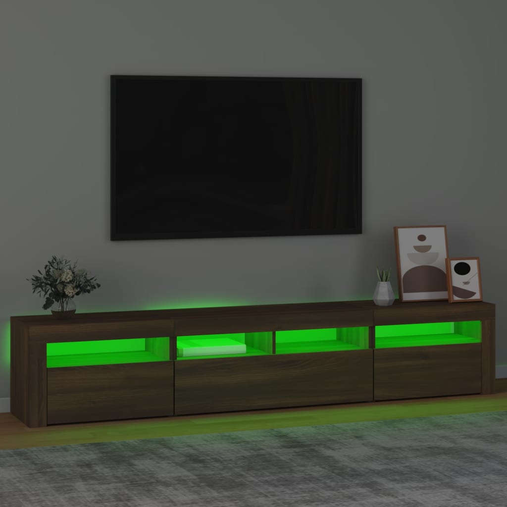 vidaXL Tv-bänk med LED-belysning brun ek 210x35x40 cm