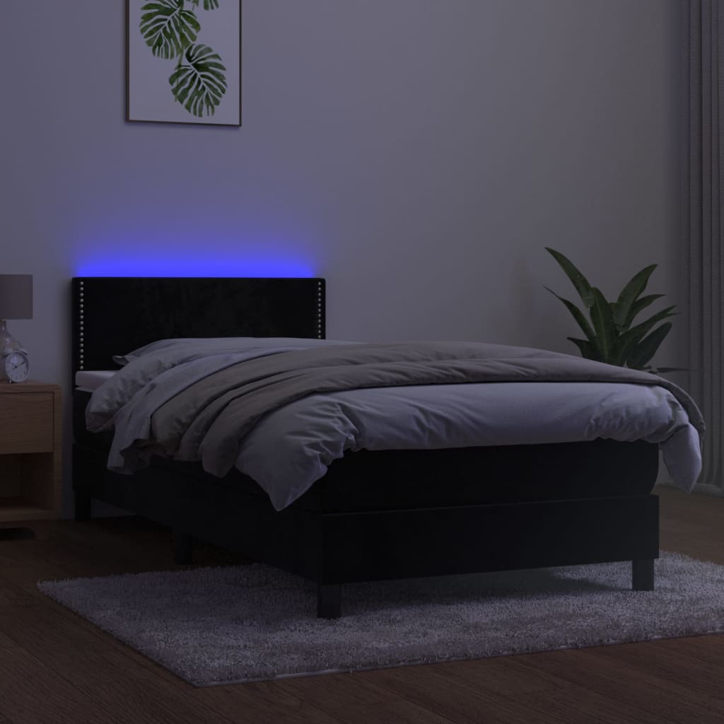 vidaXL Ramsäng med madrass & LED svart 80x200 cm sammet