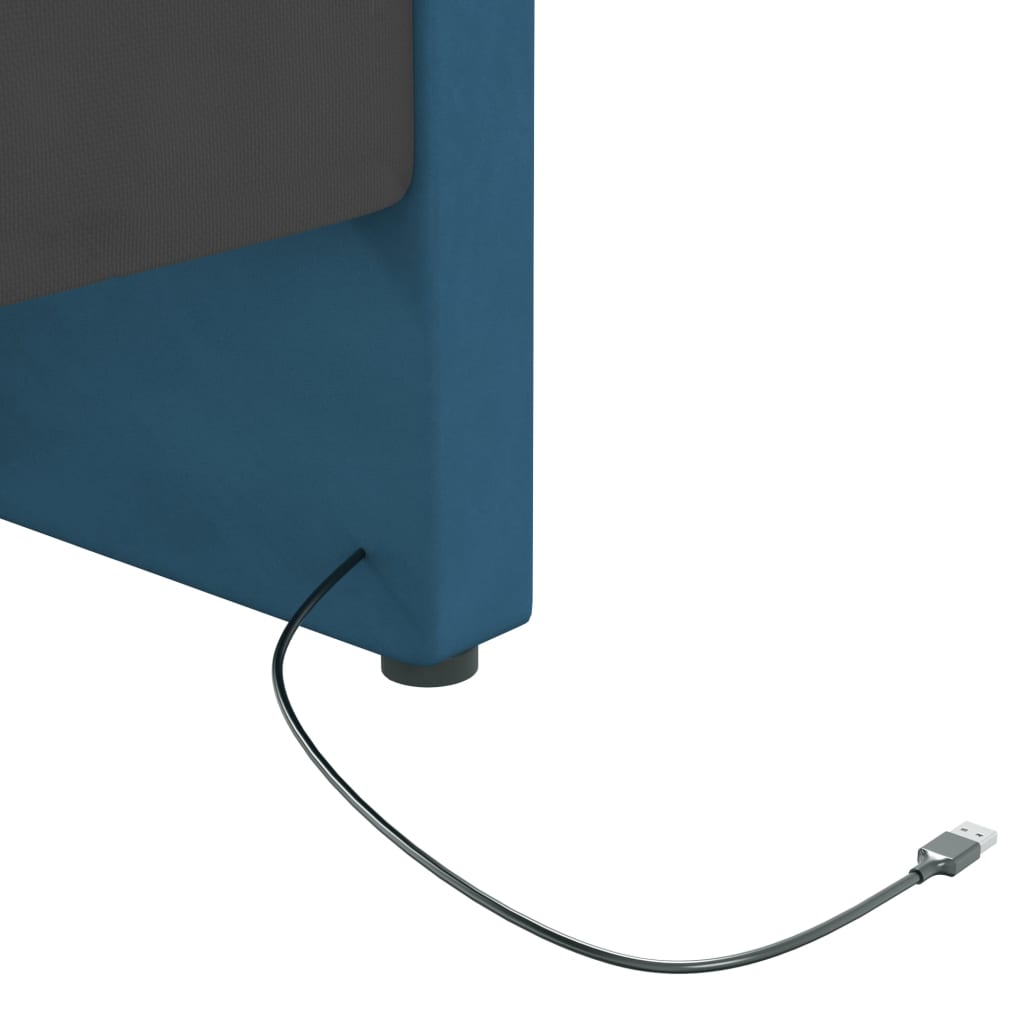 vidaXL Dagbädd med madrass USB blå sammet 90x200 cm