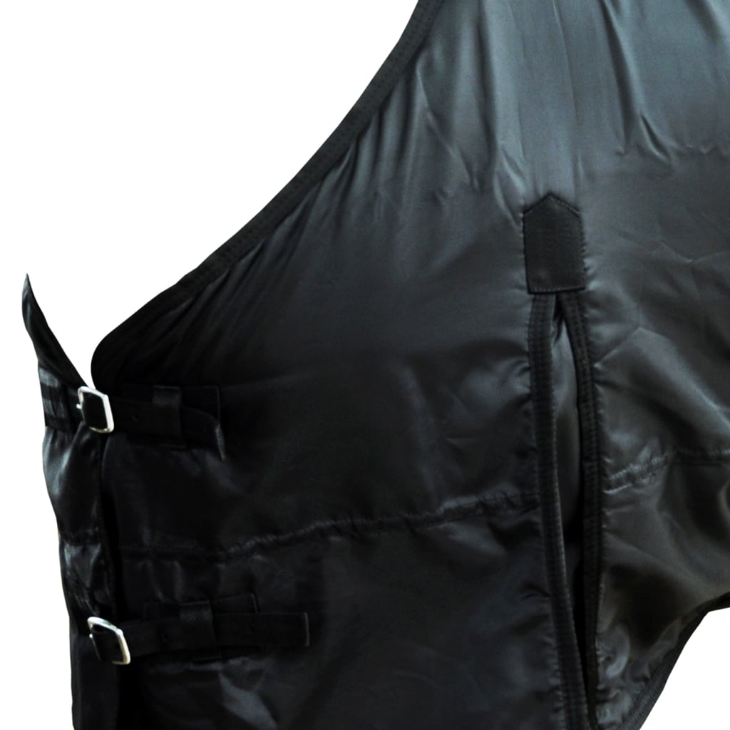 Hästtäcke i fleece med dubbla lager och kryssgjordar 125 cm svart