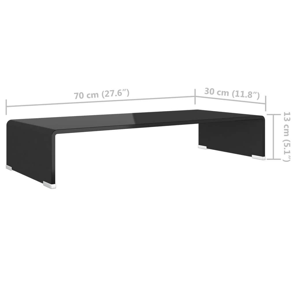 vidaXL TV-bord glas svart 70x30x13 cm