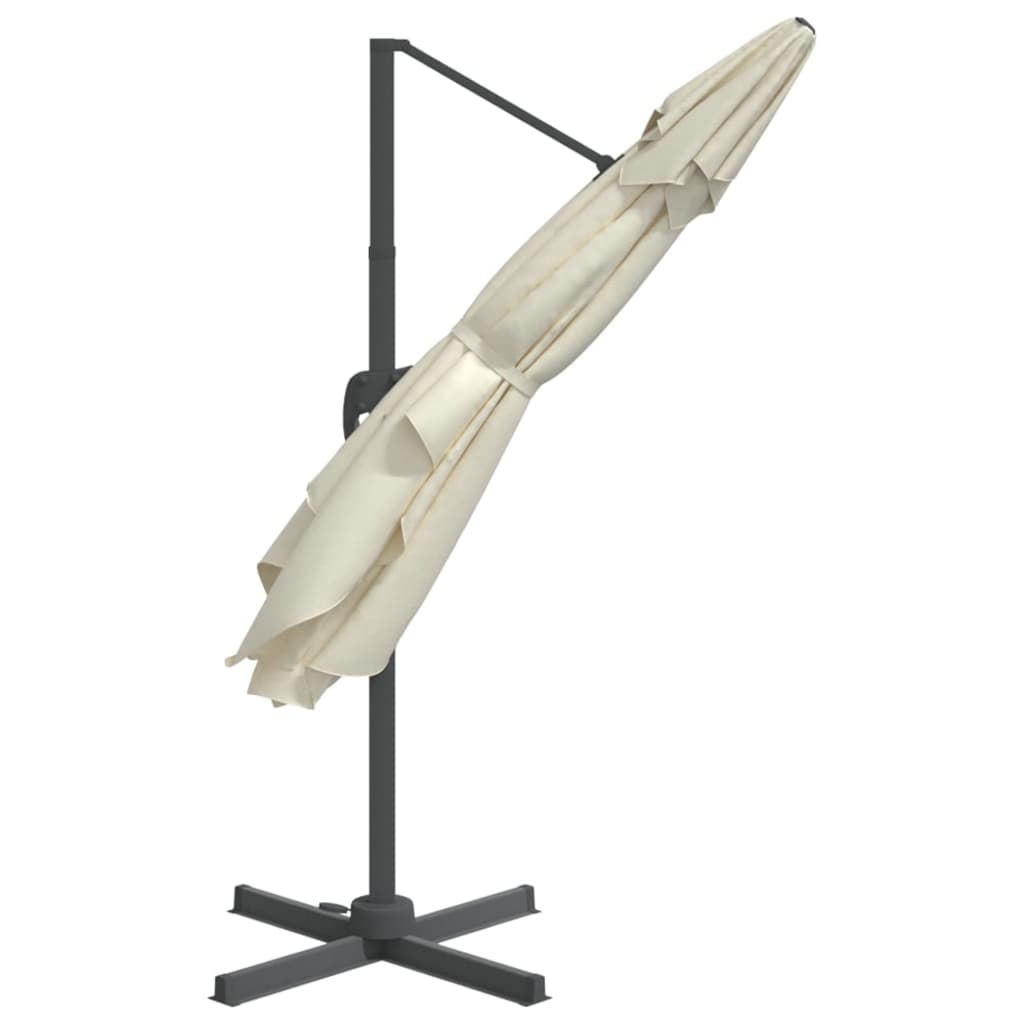 vidaXL Frihängande parasoll med aluminiumstång sandvit 400x300 cm
