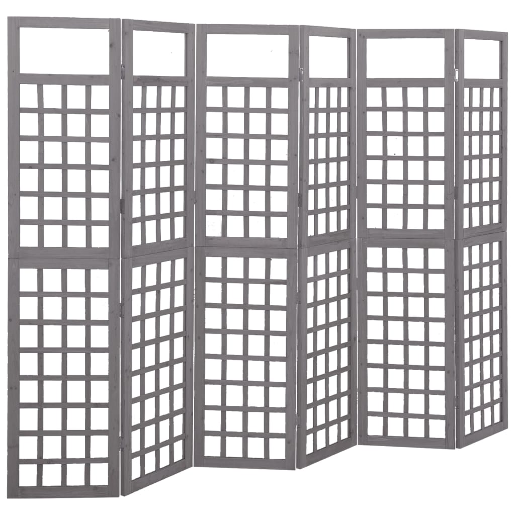 vidaXL Rumsavdelare/Spaljé 6 paneler massiv furu grå 242,5x180 cm