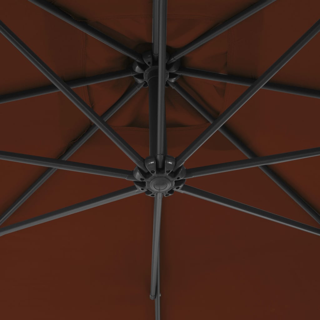 vidaXL Frihängande parasoll med stålstång 250x250 cm terrakotta